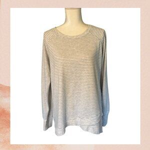 Danskin Gray Striped Light Knit T-Shirt